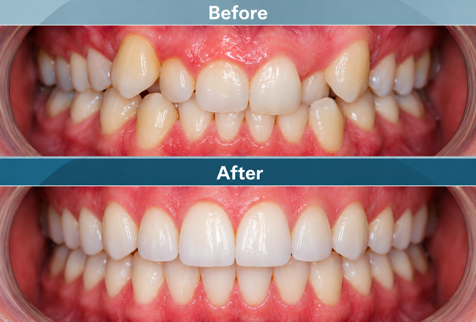 Before and after orthodontic dental treatment